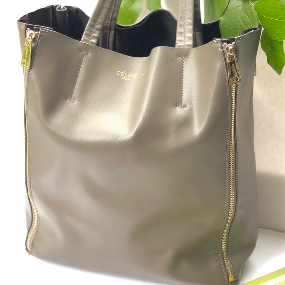 Celine Handbags - Celine Paris dove grey leather tote